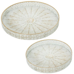 Set 2 bandejas blanco y dorado