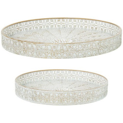 Set 2 bandejas blanco y dorado