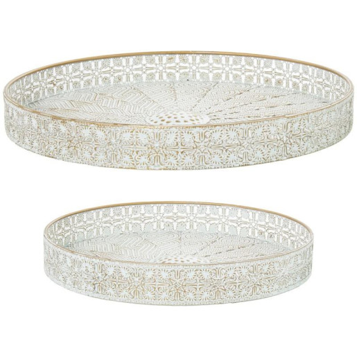 Set 2 bandejas blanco y dorado