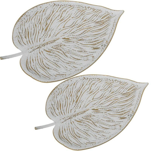 Set 2 bandejas blanco y dorado