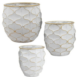 Set 3 maceteros blanco y dorado