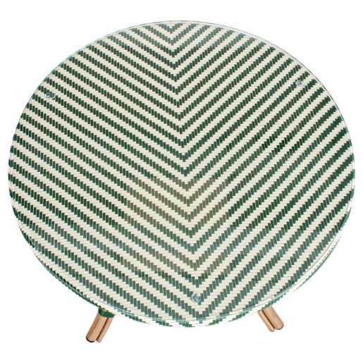 Mesa exterior natural, blanco y verde