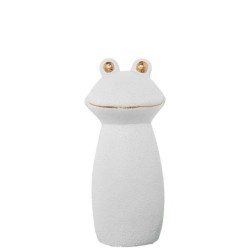 Figura rana blanco dorado arena