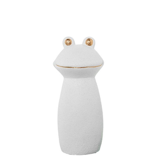 Figura rana blanco dorado arena