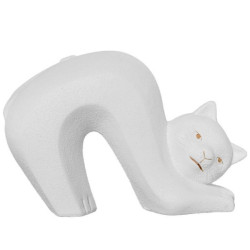 Figura gato blanco dorado arena