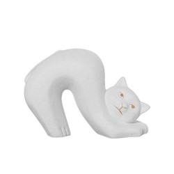 Figura gato blanco dorado arena