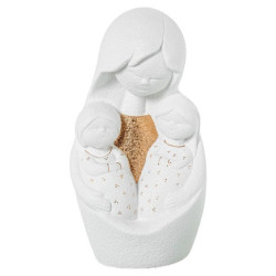 Figura madre con bebe blanco dorado arena