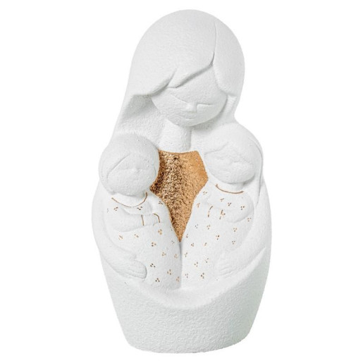 Figura madre con bebe blanco dorado arena
