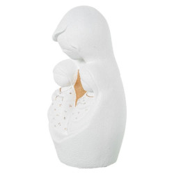 Figura madre con bebe blanco dorado arena