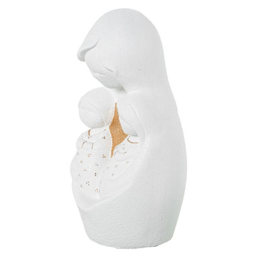 Figura madre con bebe blanco dorado arena