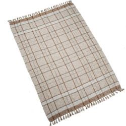 Manta blanco, beige y granate