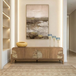 Alfombra beige y marrones