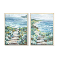 Set 2 cuadros lienzo blanco, azul y verde