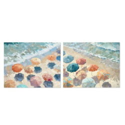 Set 2 cuadros lienzo blanco, azul y beige