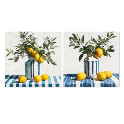 Set 2 cuadros lienzo blanco, azul y amarillo