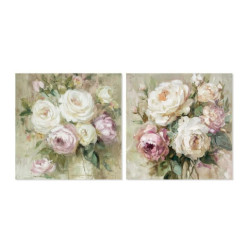 Set 2 cuadros lienzo blanco, rosa y verde