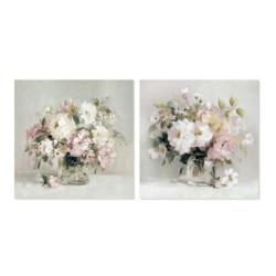 Set 2 cuadros lienzo blanco, rosa y verde
