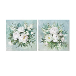 Set 2 cuadros lienzo en blanco y verde