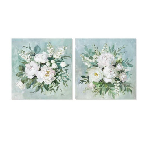 Set 2 cuadros lienzo en blanco y verde