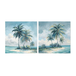 Set 2 cuadros lienzo blanco, azul y verde