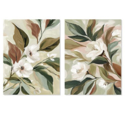 Set 2 cuadros lienzo blanco, marron y verde