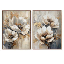 Set 2 cuadros lienzo blanco, beige y gris