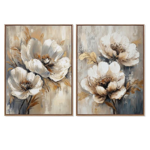 Set 2 cuadros lienzo blanco, beige y gris