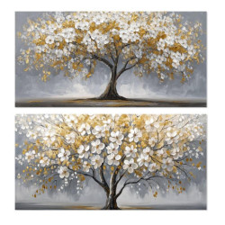 Set 2 cuadros lienzo blanco, amarillo y marron