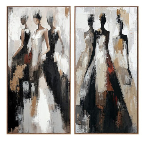 Set 2 cuadros lienzo blanco, negro y beige