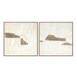 Set 2 cuadros lienzo marron grisaceo