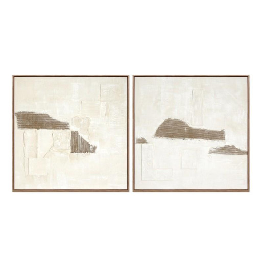 Set 2 cuadros lienzo marron grisaceo
