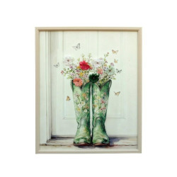 Cuadro verde, blanco y rosa