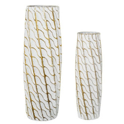 Set 2 jarrones blanco y dorado