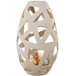Lampara sobremesa beige rugoso