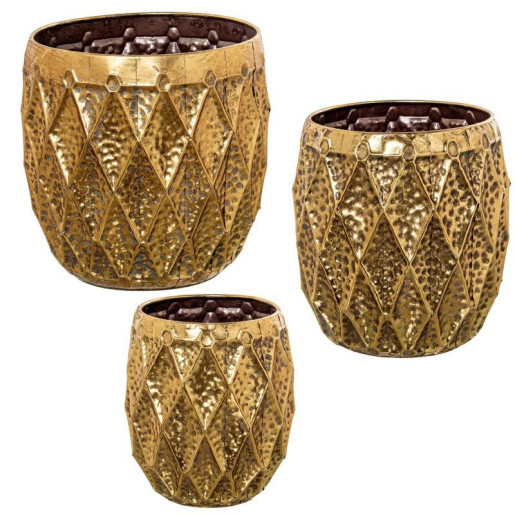 Set 3 maceteros dorado