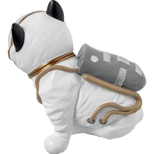 Figura perro astronauta blanco, dorado y gris