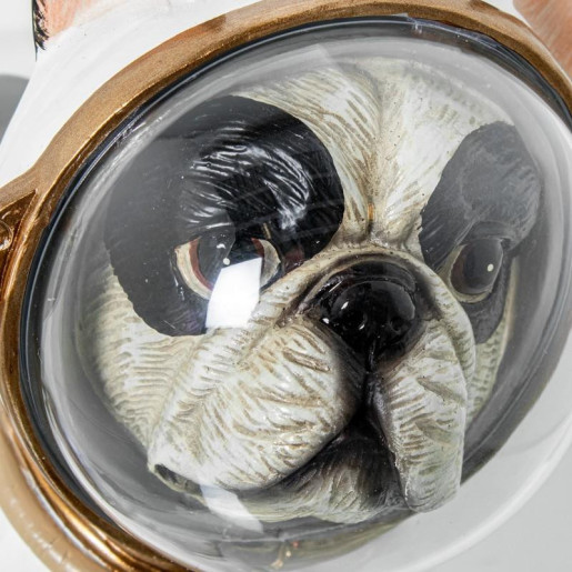 Figura perro astronauta blanco, dorado y gris