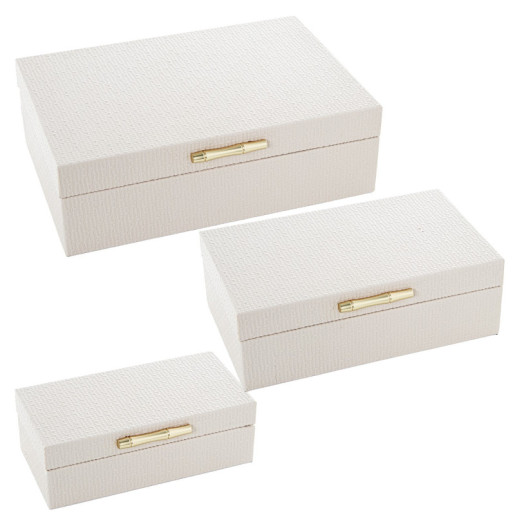 Set 3 cajas blanco hueso