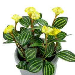 Set 6 flores artificiales verde, amarillo y blanco