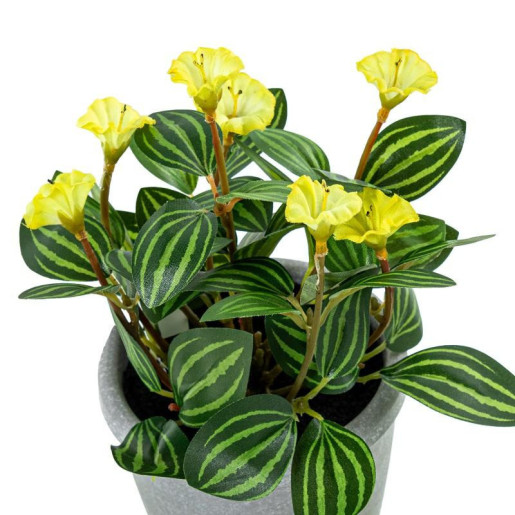 Set 6 flores artificiales verde, amarillo y blanco