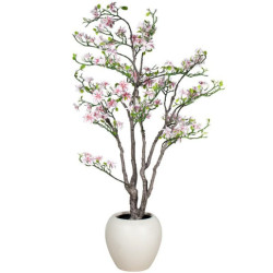 Planta artificial verde, blanco y rosa