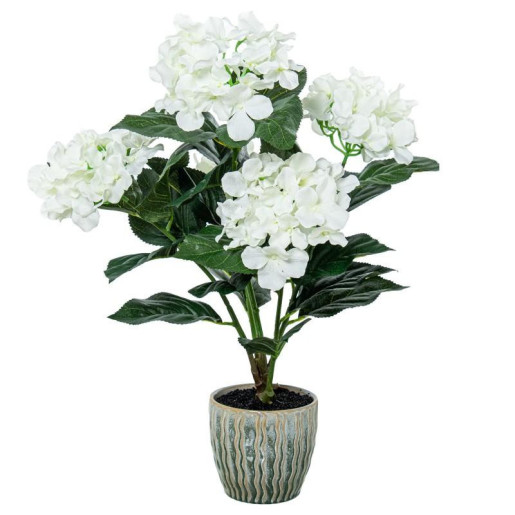Planta artificial verde y blanco