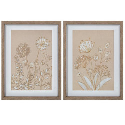 Set 2 cuadros lienzo beige y blanco