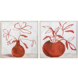 Set 2 cuadros lienzo blanco y rojo