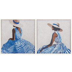 Set 2 cuadros lienzo azul y blanco
