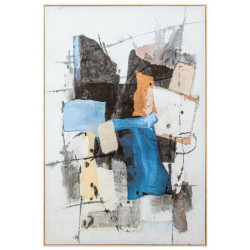 Cuadro lienzo azul, negro y beige
