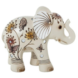 Figura elefante blanco y dorado