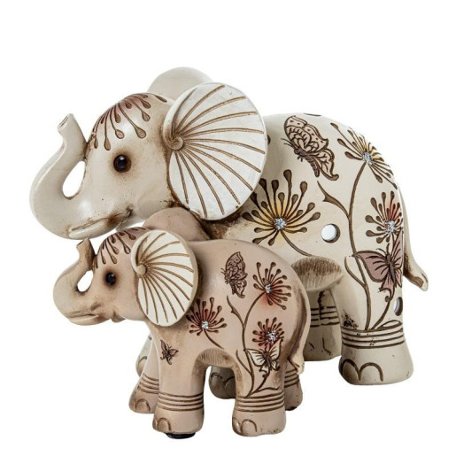 Figura elefante blanco y dorado