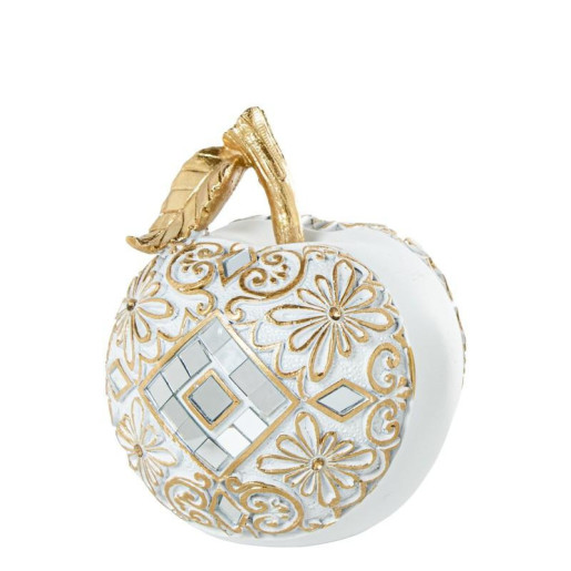Figura manzana blanco y dorado