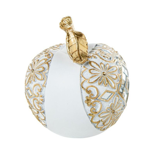 Figura manzana blanco y dorado